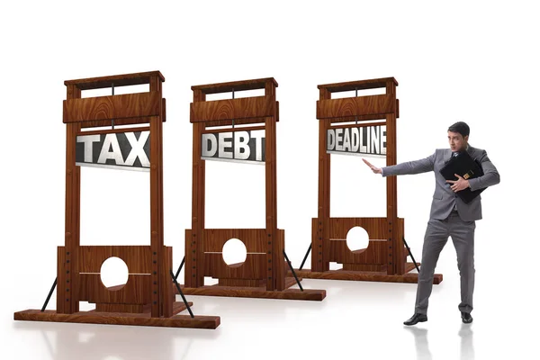 Concepto de deuda fiscal con un empresario que paga tarde — Foto de Stock
