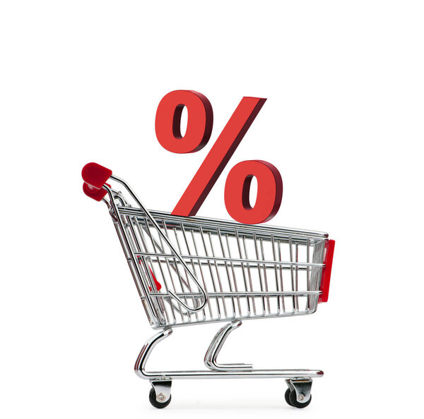 Shopping cart against the white background - 3d rendering