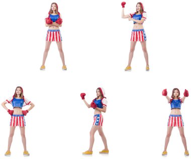 Genç bayan boksör, beyaz tenli. 