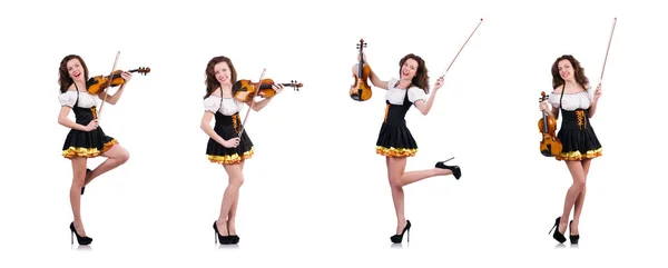 Fiatal nő játszik hegedű, fehér — Stock Fotó
