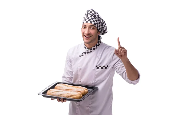 Jeune boulanger mâle isolé sur blanc — Photo