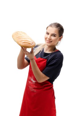 Genç kadın baker beyaz izole 
