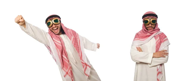 Араб в авиационных очках, изолированных на белом — стоковое фото