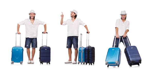 Travel vacation concept with luggage on white — Stock Photo, Image