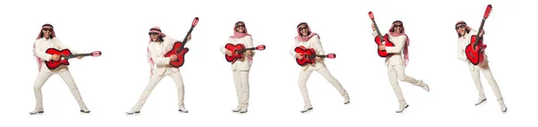 Araber mit Gitarre auf Weiß — Stockfoto