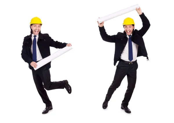 Young construction architect isolated on the white — Stock Photo, Image