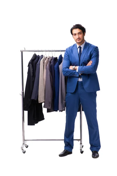 Young handsome businessman in clothing concept — Stock Photo, Image