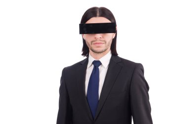 Siyah maskeli genç adam beyaz