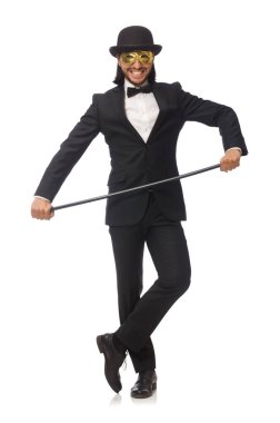 Beyaz arka planda izole komik adam