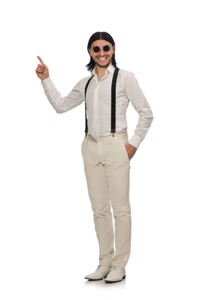 흰색에 고립 된 재미있는 개념의 남자 — 스톡 사진