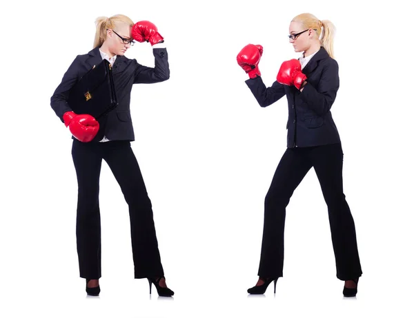 Pair in funny boxing concept — Stock Photo, Image