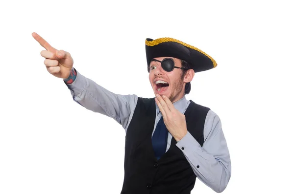 Geschäftsmann Pirat isoliert auf weißem Hintergrund — Stockfoto
