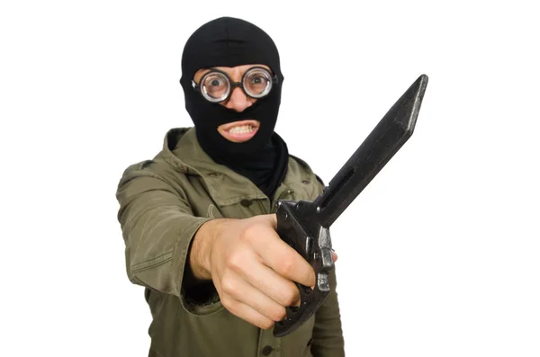 Verbrecher trägt Maske isoliert auf weißem Grund — Stockfoto
