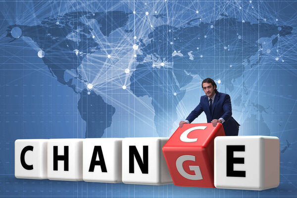 Businessman taking chance for change