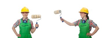 üzerinde beyaz izole kadın ressam