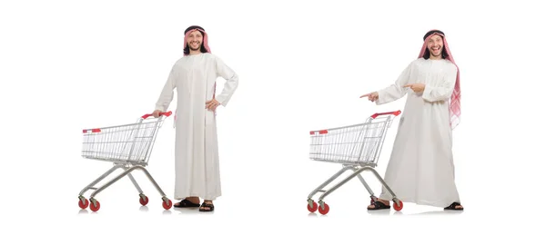 白で隔離された買い物をするアラブ人 — ストック写真