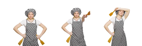 Woman cook isolated on the white background — Stock Photo, Image