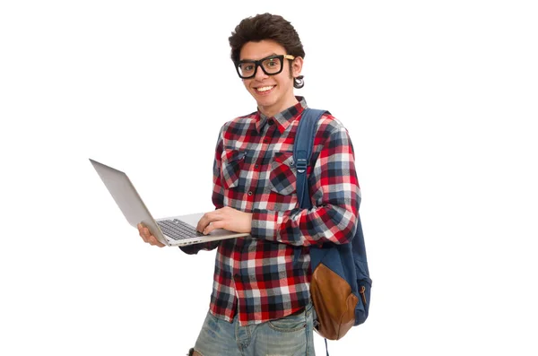 Joven estudiante masculino aislado en blanco — Foto de Stock