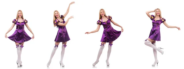 Lila ruha gyönyörű táncosnő — Stock Fotó