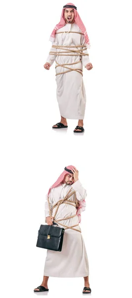 Uomo arabo legato con corda — Foto Stock
