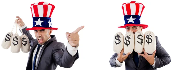 Mann mit amerikanischem Hut mit Geldbeutel — Stockfoto