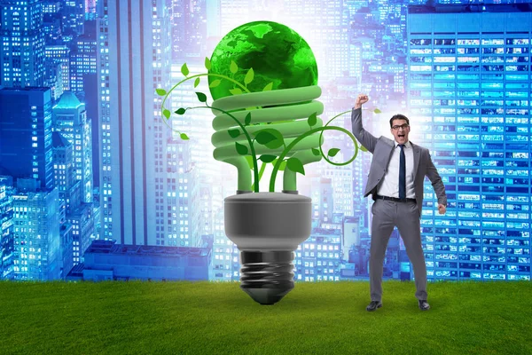 Concept of energy efficiency with lightbulb — Stock Photo, Image