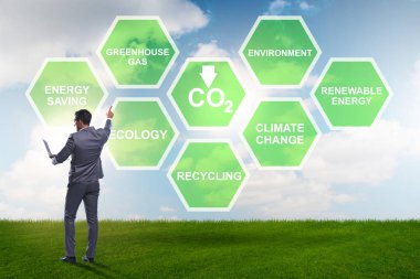 Businessman in ecology and environment concept clipart