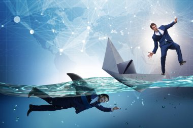 İşadamları köpekbalığı ile rekabet kavramı içinde