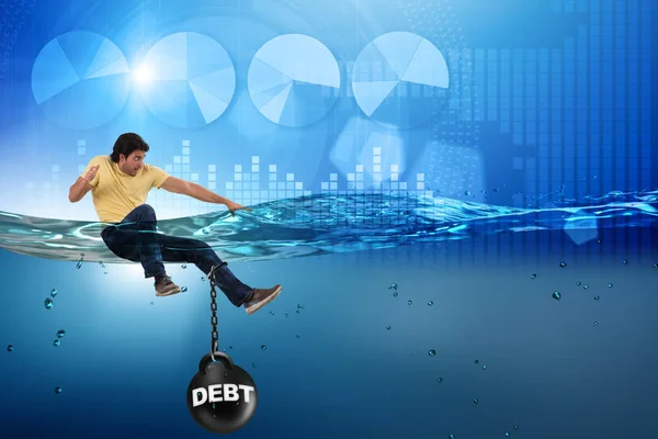 Young student in loan and debt concept — Stock Photo, Image