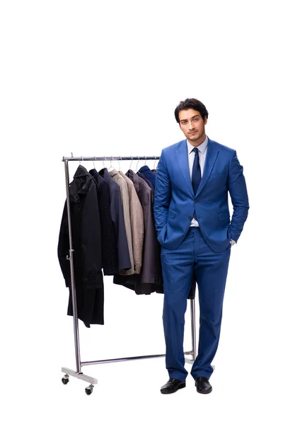 Jonge knappe zakenman in kleding concept — Stockfoto