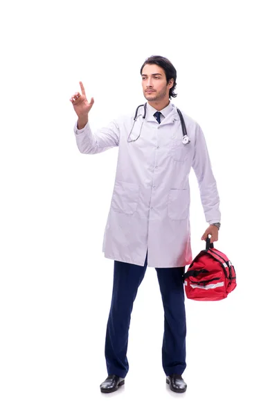 Молодий чоловік лікар парамедик ізольований на білому — стокове фото