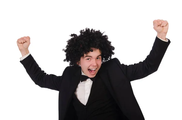 Junger Mann mit Afro-Perücke — Stockfoto