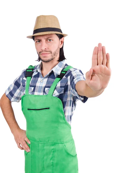 Young farmer isolated on white background — Stock Photo, Image