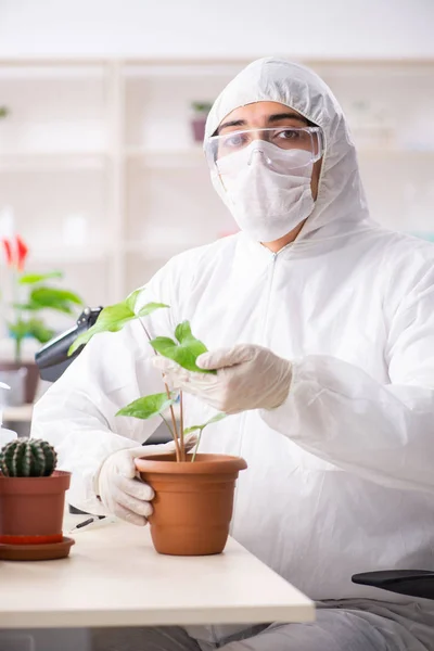 Químico de biotecnologia trabalhando em laboratório — Fotografia de Stock