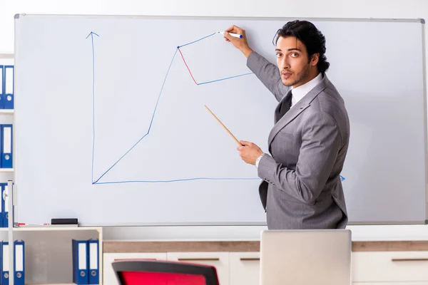 Ung stilig affärsman framför whiteboard — Stockfoto