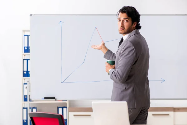 Ung stilig affärsman framför whiteboard — Stockfoto