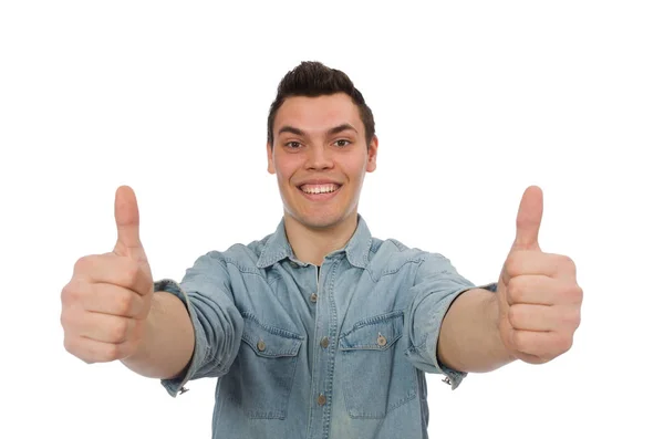 Joven estudiante masculino aislado en blanco —  Fotos de Stock