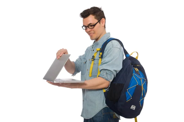 Joven estudiante masculino aislado en blanco — Foto de Stock