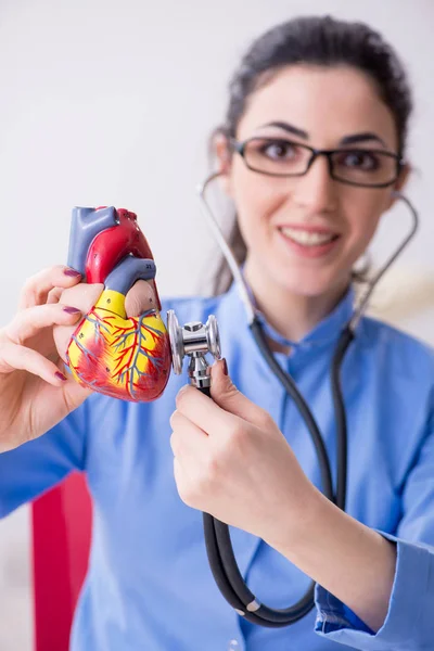 Klinikte çalışan genç bir bayan doktor. — Stok fotoğraf