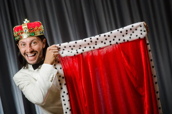 Funny king wearing crown in coronation concept — Stock Photo, Image