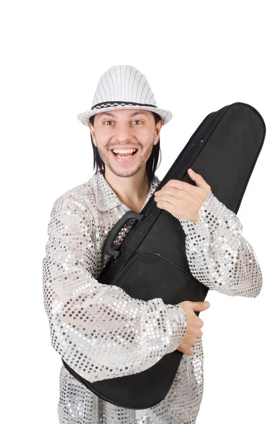 Mann mit Geige isoliert auf Weiß — Stockfoto