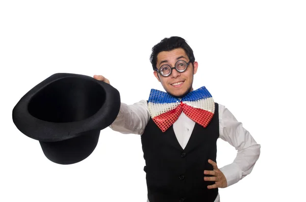 Funny man with giant bow tie — Stock Photo, Image