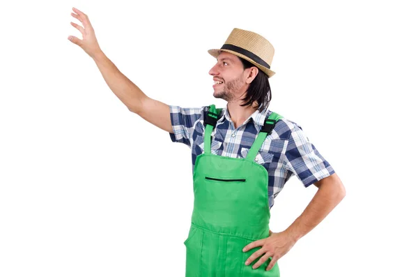 Joven agricultor aislado sobre fondo blanco — Foto de Stock