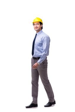 Genç erkek mimar beyaz izole 