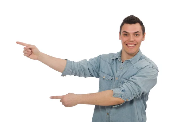 Joven estudiante masculino aislado en blanco — Foto de Stock