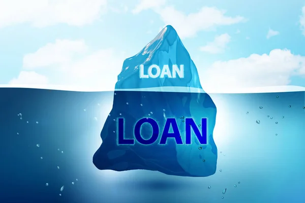 Conceito de dívida e empréstimo com iceberg - renderização 3d — Fotografia de Stock
