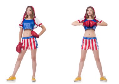 Genç bayan boksör, beyaz tenli. 