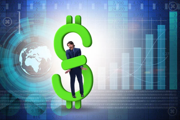Businessman in dollar and debt concept — Stock Photo, Image