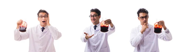 Доктор в концепції донорства крові ізольовані на білому — стокове фото