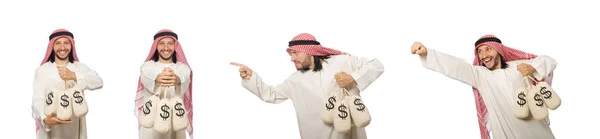 Arabský obchodník s pytle peněz — Stock fotografie